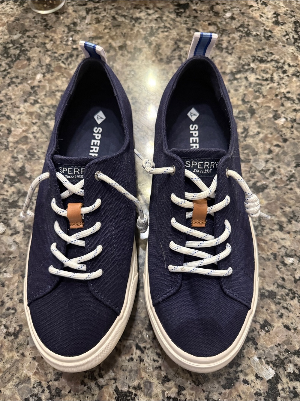 Sperry Navy Canvas Low-Top Sneakers with White Laces